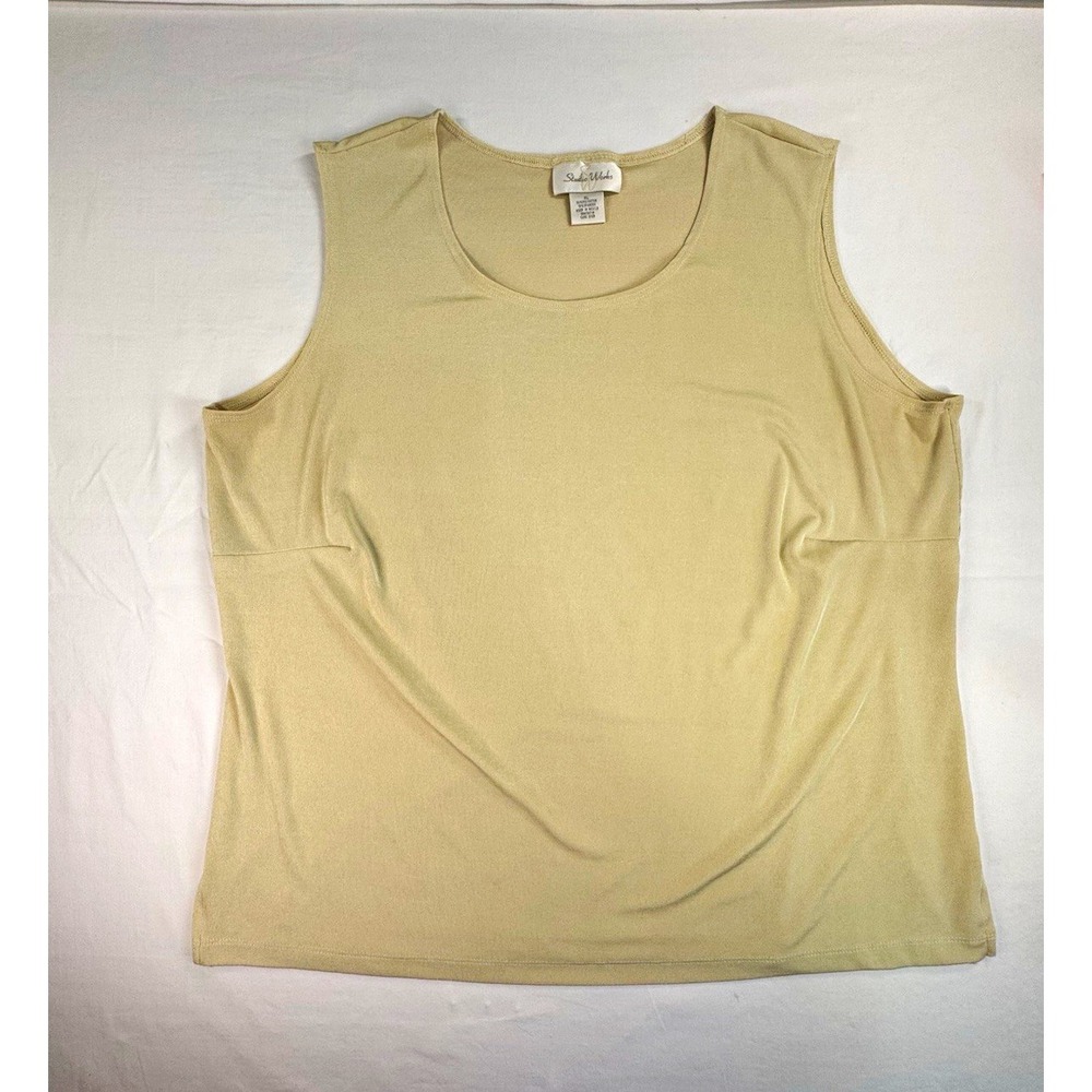 Studio Works Women's Beige Solid Knit Scoop Neck Sleeveless Stretch Tank XL